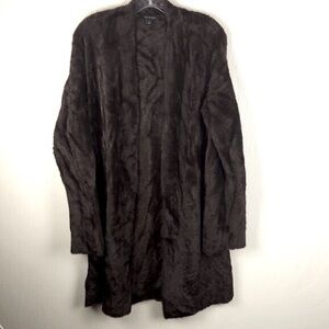 Ann Taylor Faux Fur Long Brown Cardigan